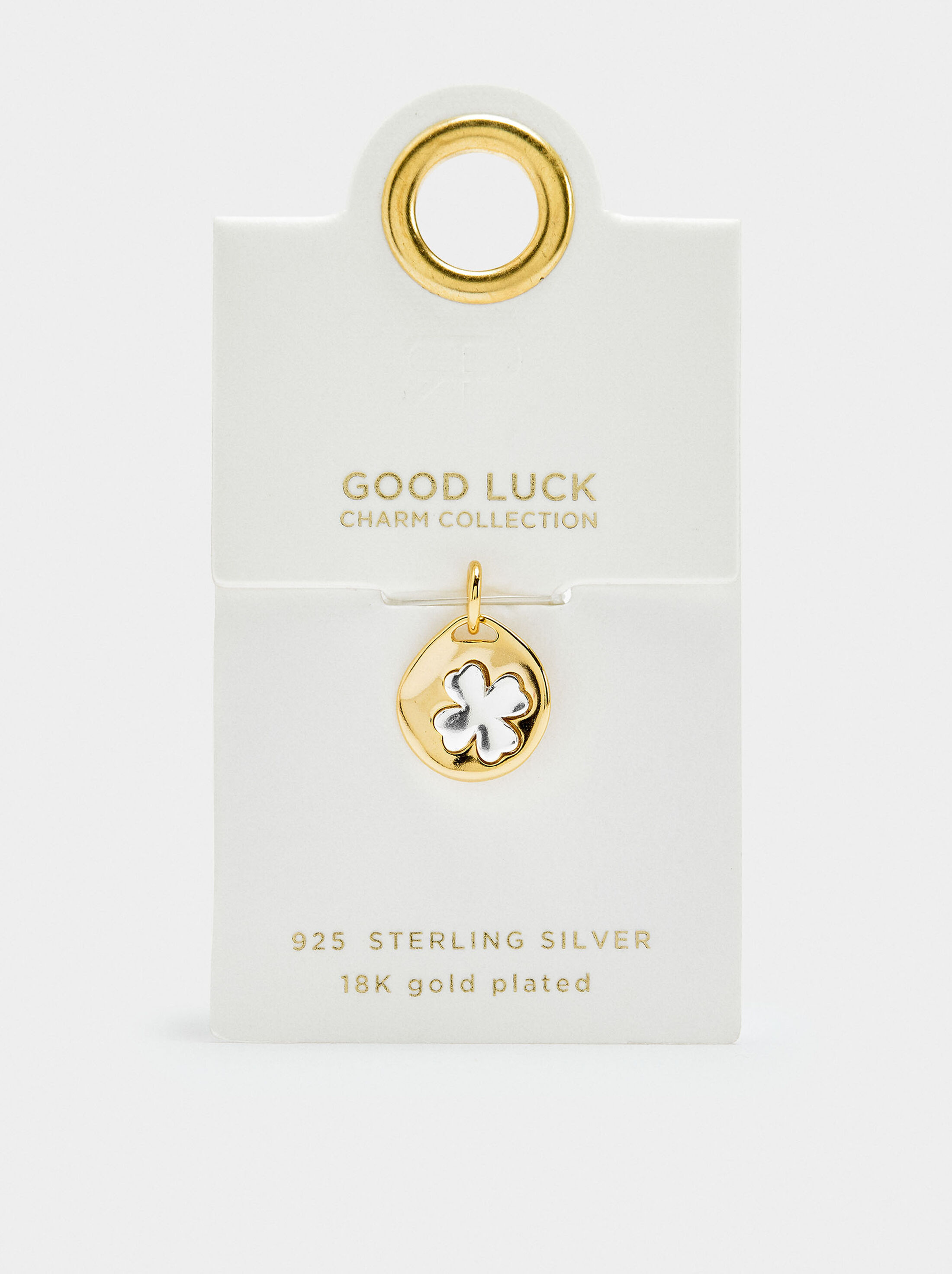 Bicolor clover charm - 925 sterling silver image number 3.0