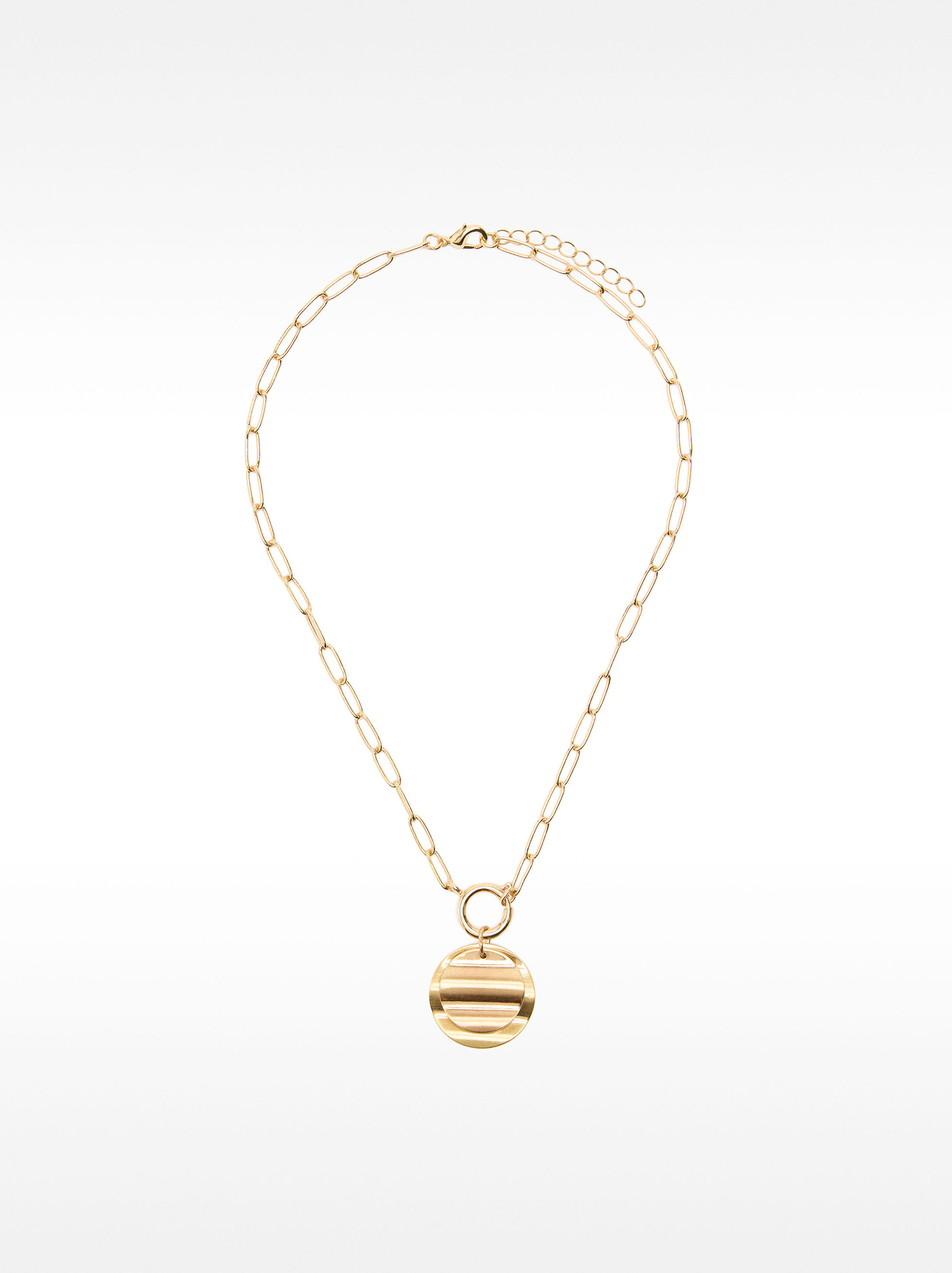 Round pendant link necklace image number 0.0