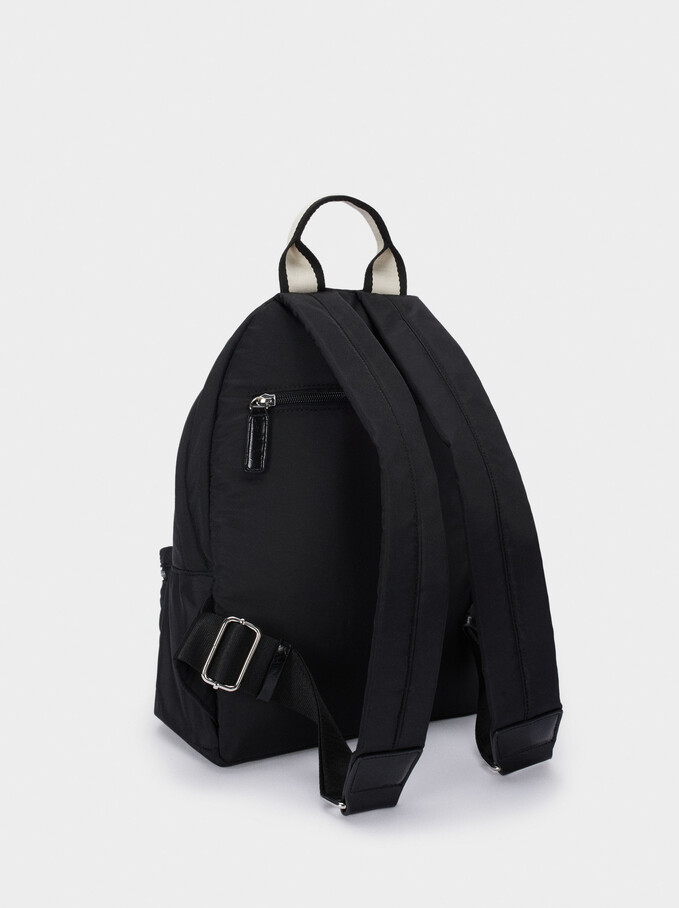 Nylon Backpack With Coin Purse, Black, hi-res