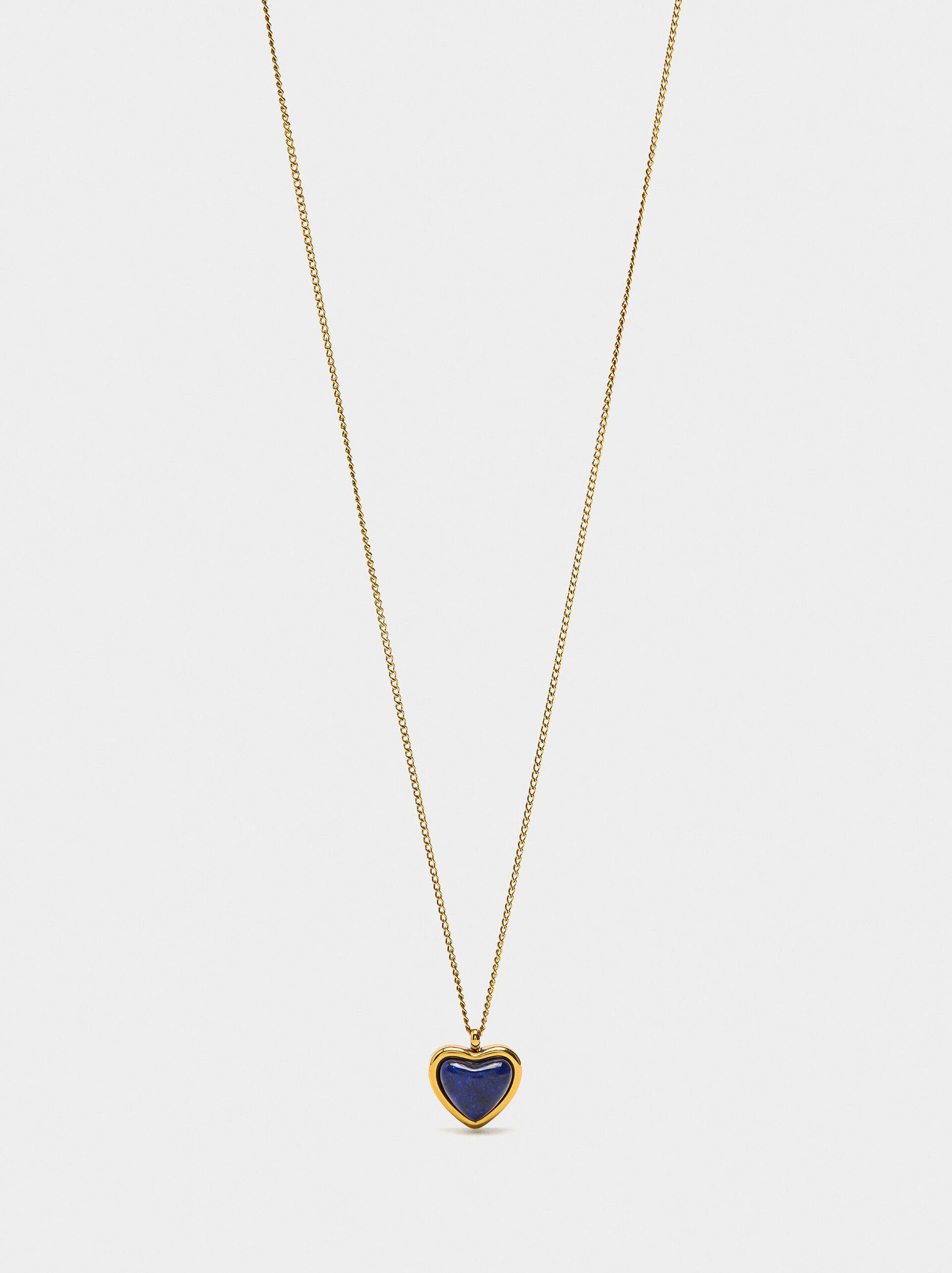 Necklace with heart pendant - stainless steel image number 0.0