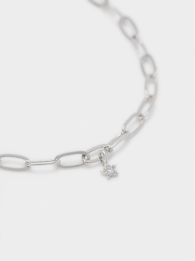Link Bracelet With Star, Silver, hi-res