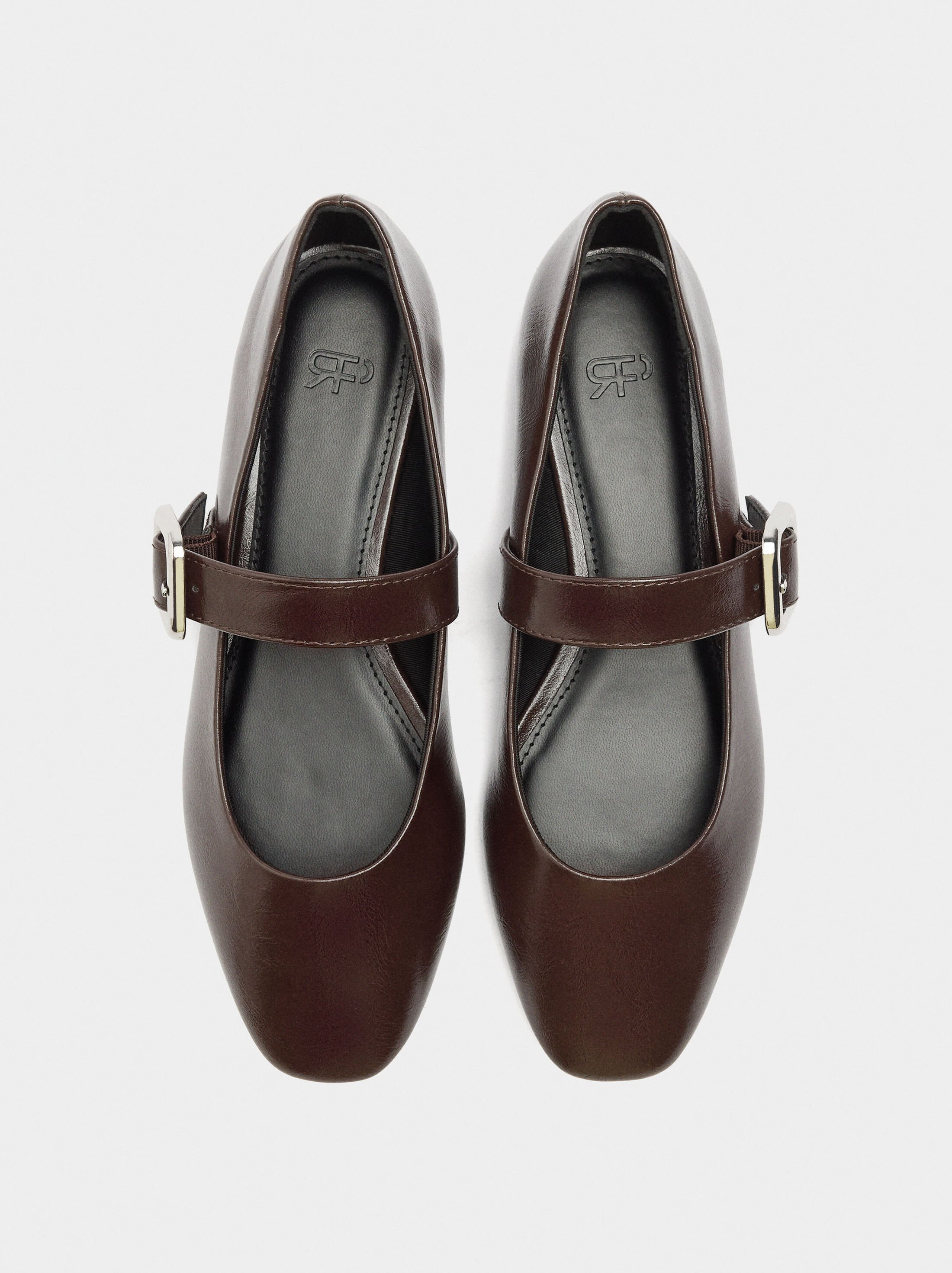 Ballet flats with strap and square buckle image number 6.0