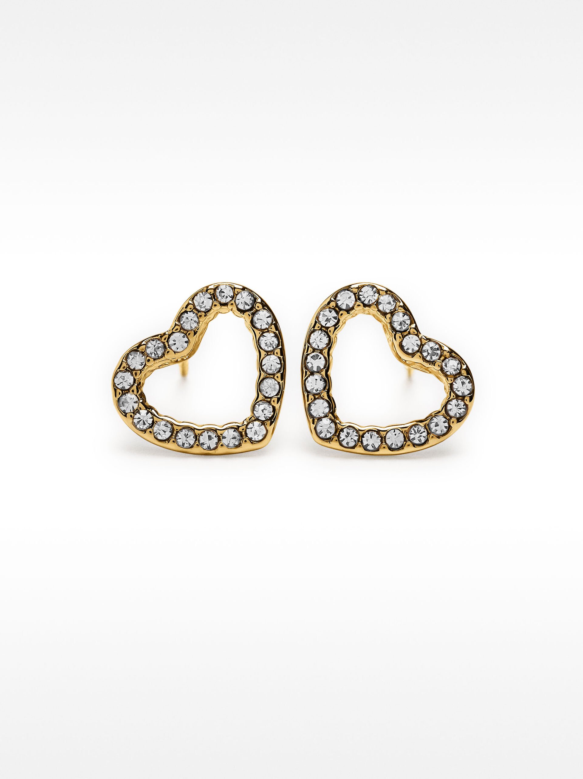 Heart earrings with crystals - stainless steel image number 1.0