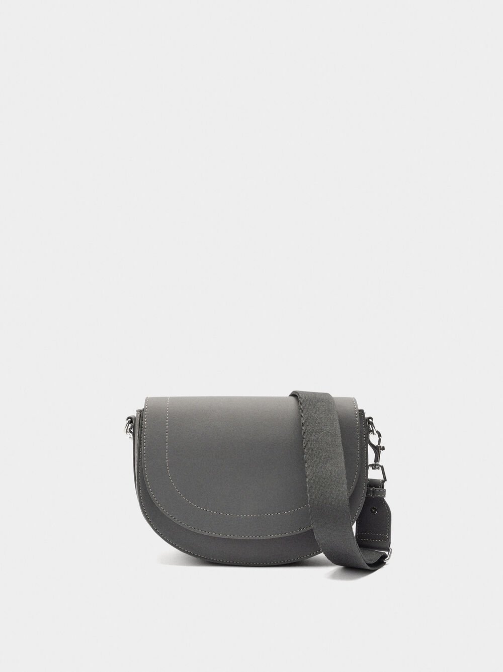 Oval crossbody bag with flap