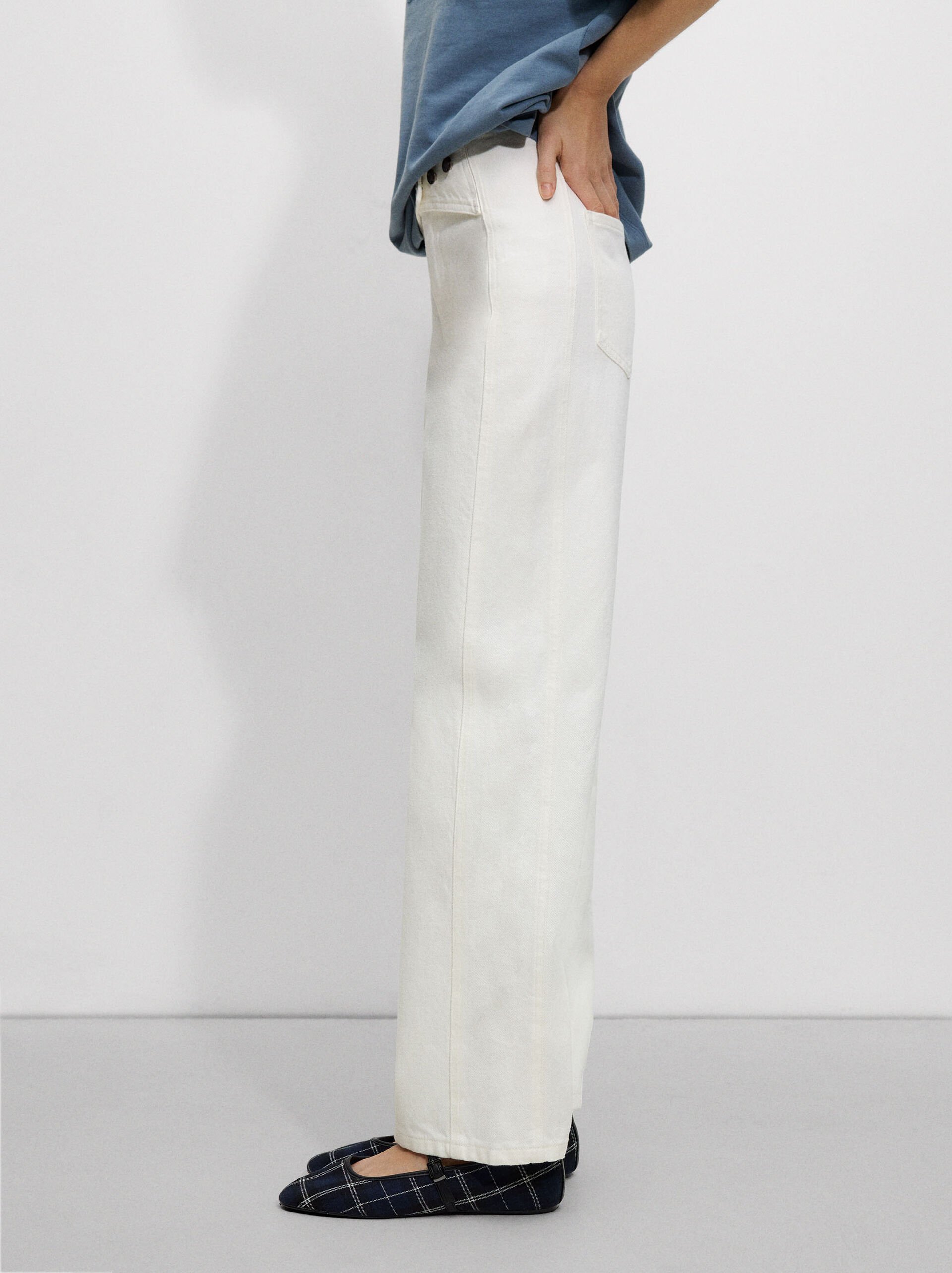 Cross detail denim pants image number 2.0