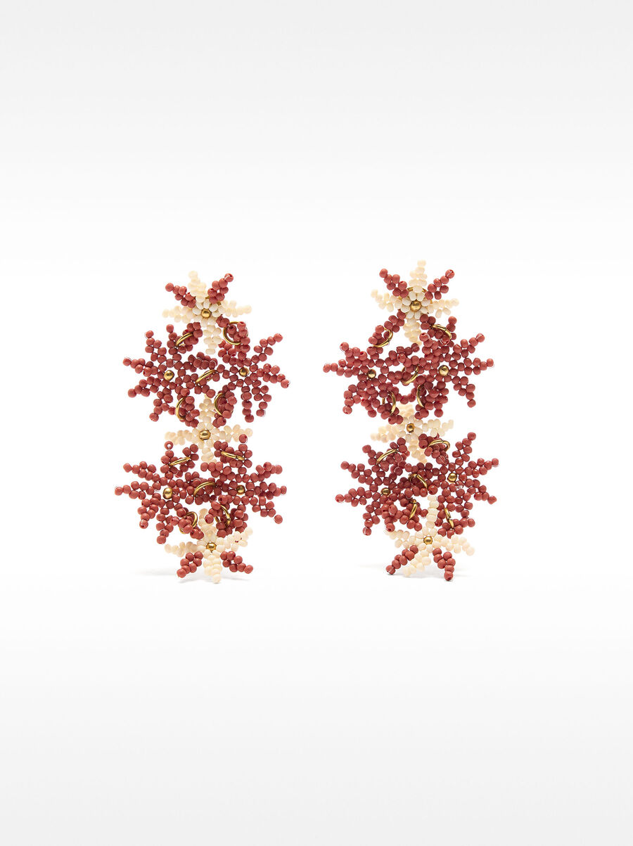 Long beaded flower earrings