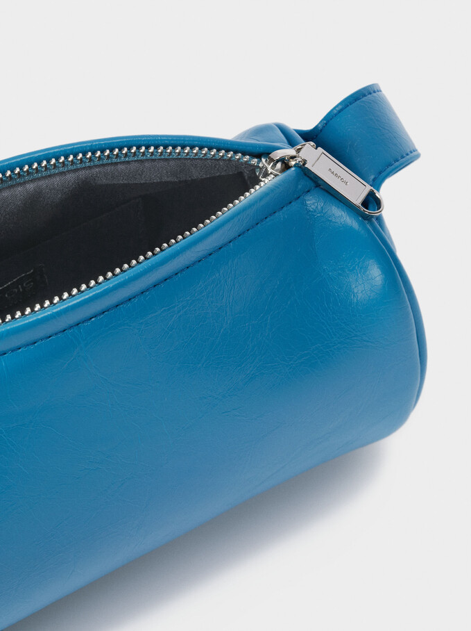 Party Shoulder Bag With Zip Fastening, Blue, hi-res