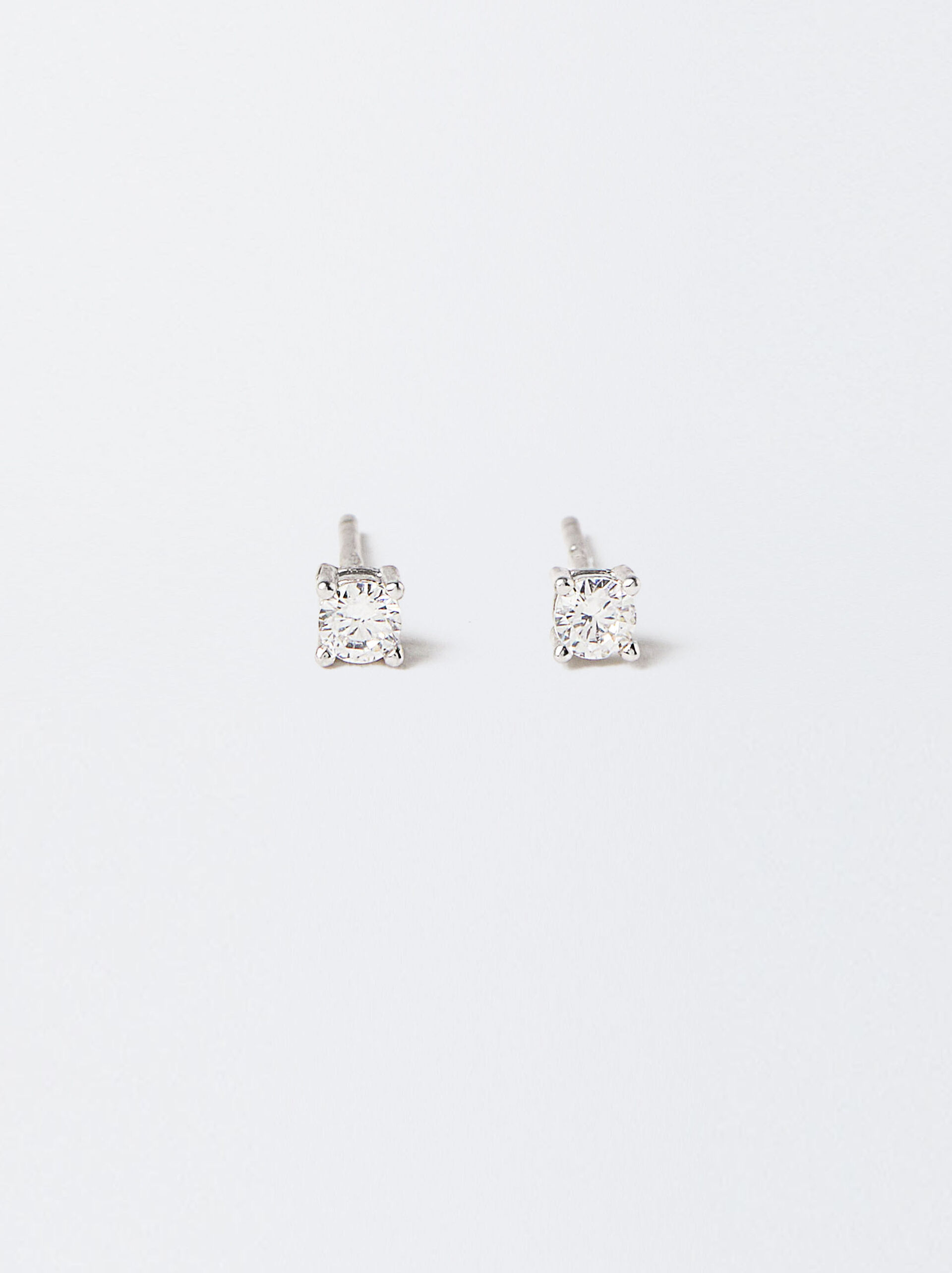 Brincos curtos de prata 925 com zirconias image number 0.0