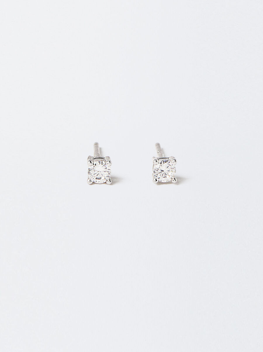Boucles d’oreilles courtes en argent 925 avec zircone