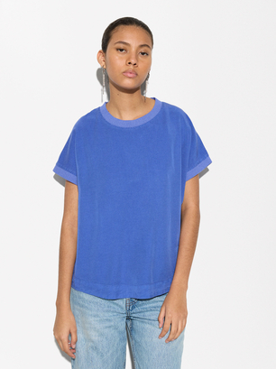T-Shirt 100% Lyocell, Bleu, hi-res