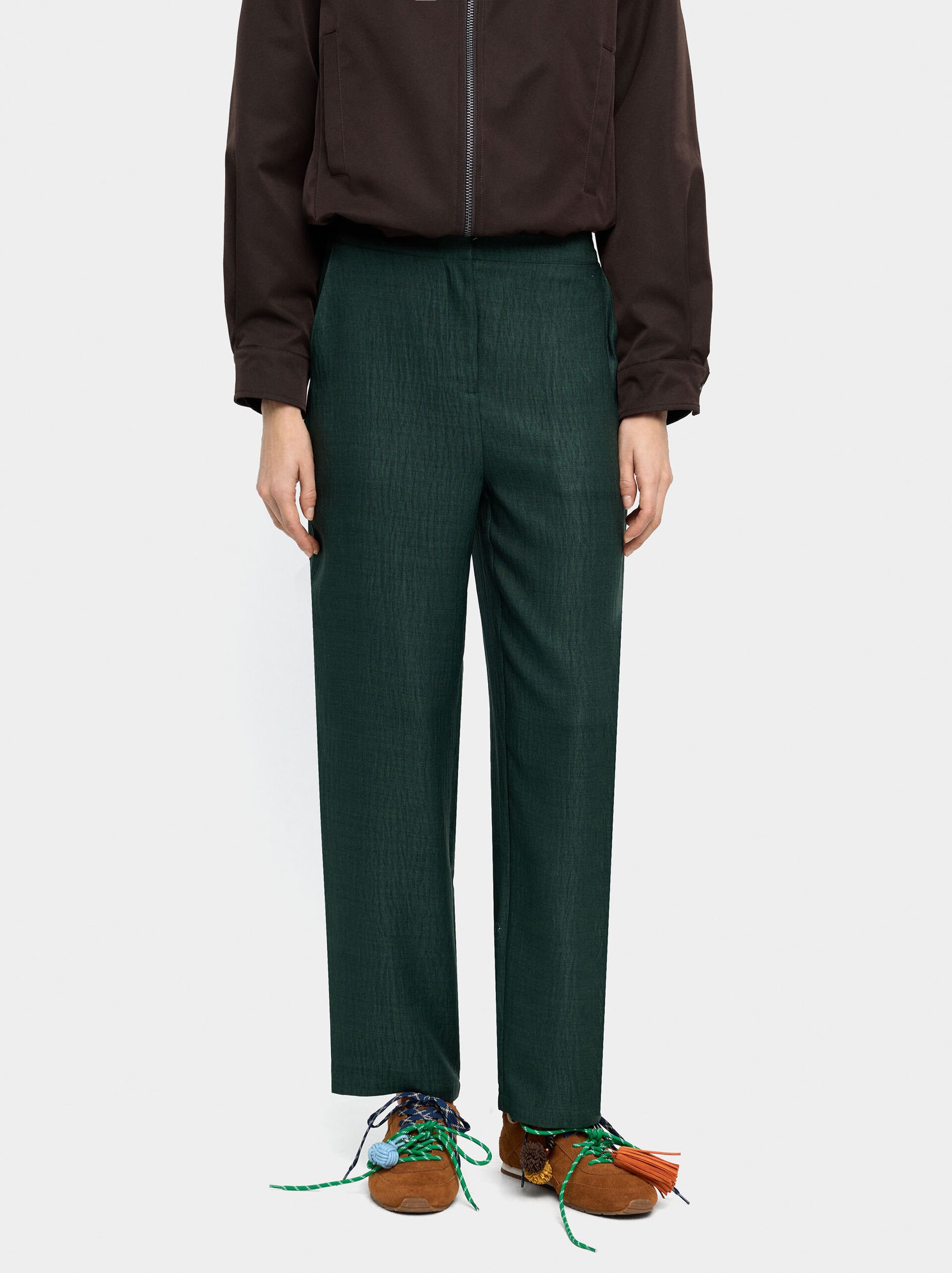 Trousers with crinkled effect image number 1.0