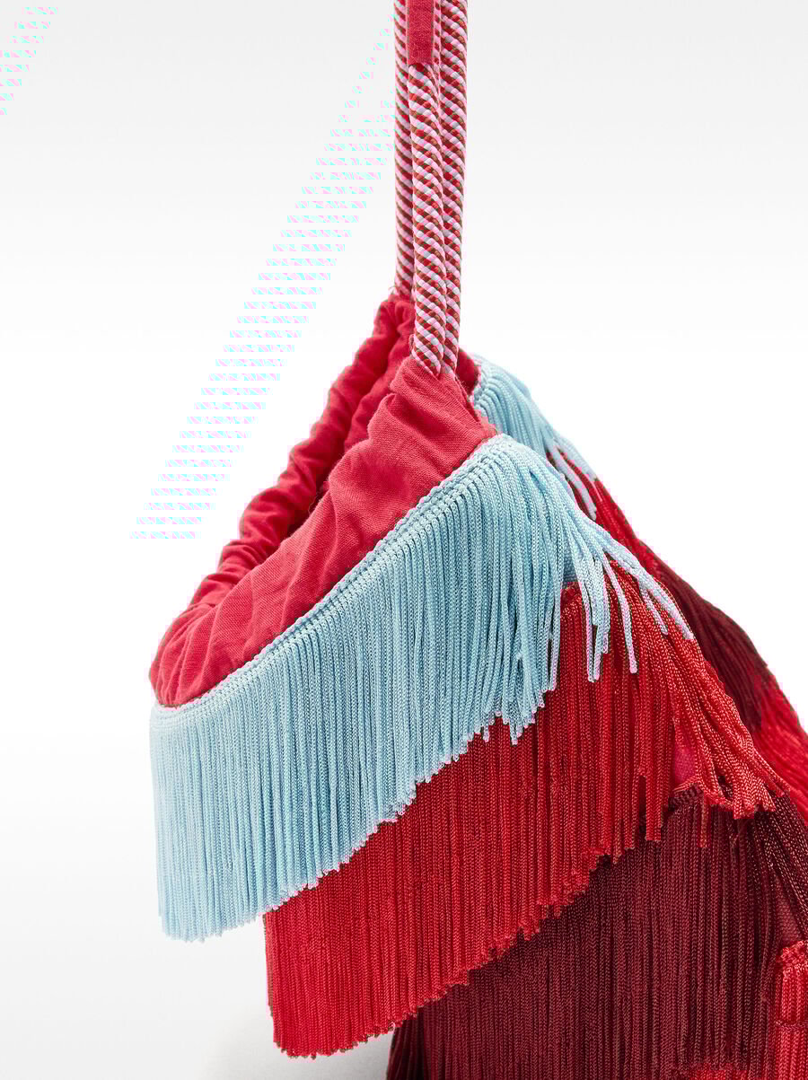 Cotton bucket bag with fringes
