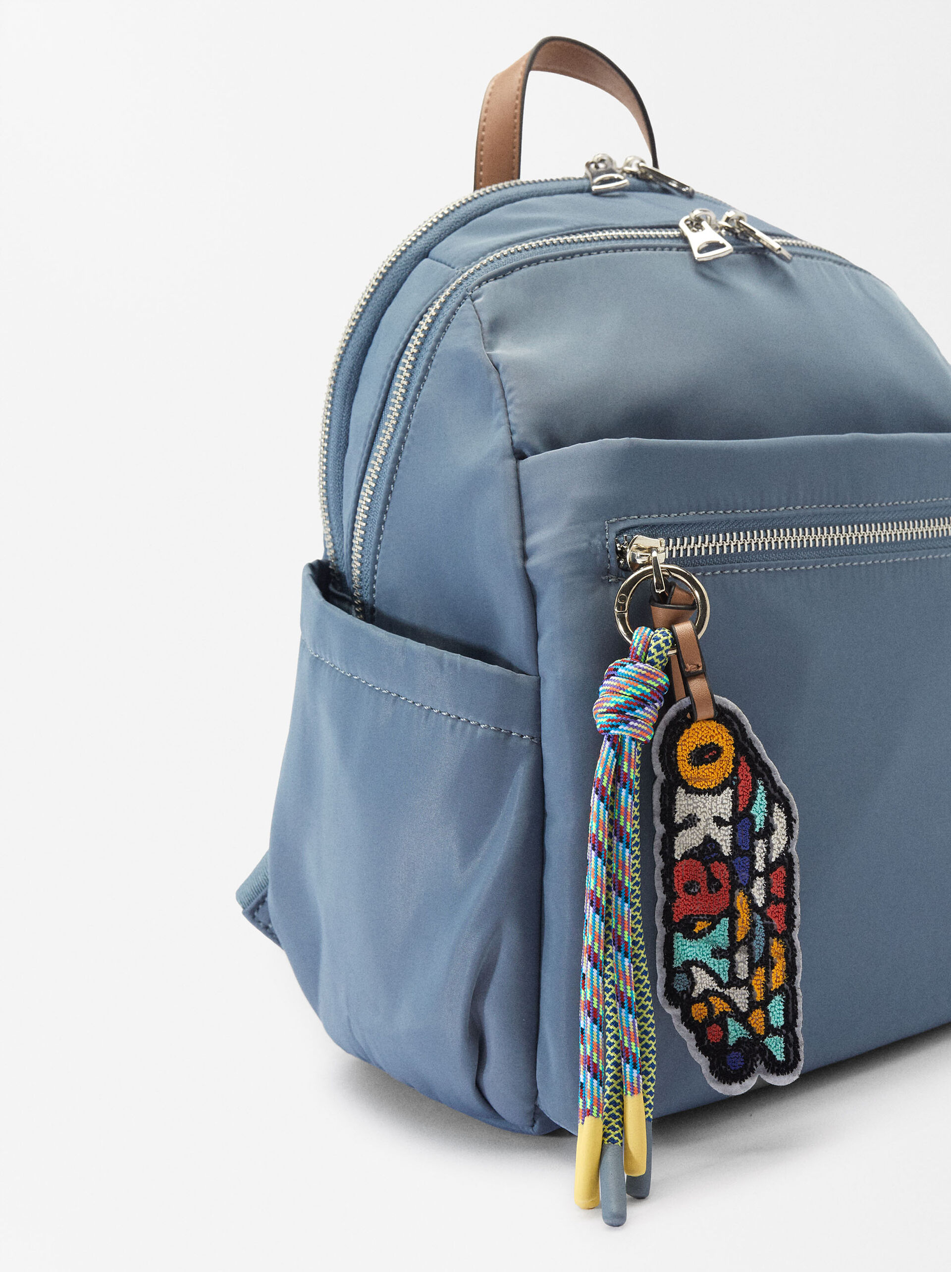 Nylon Backpack With Pendant image number 2.0