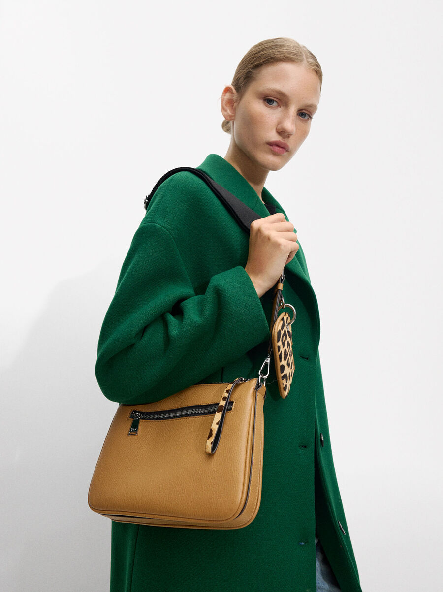 Crossbody Bag with Leopard Print Leather Detail