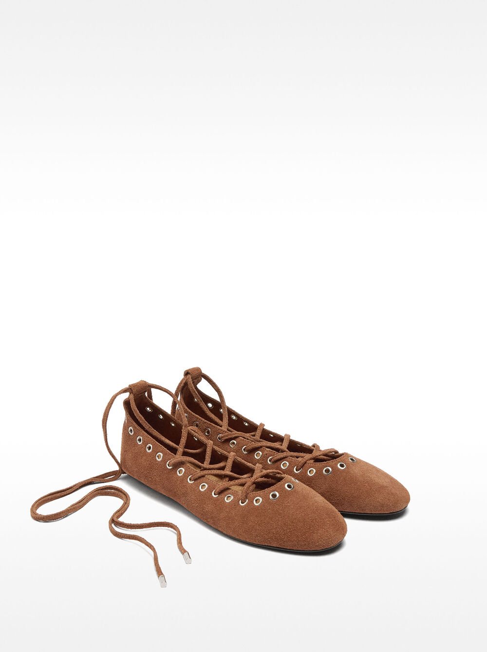 Leather ballet flats with crossed straps