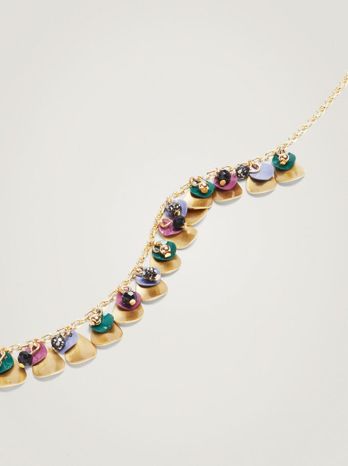 Short Necklace With Pendants, Multicolor, hi-res