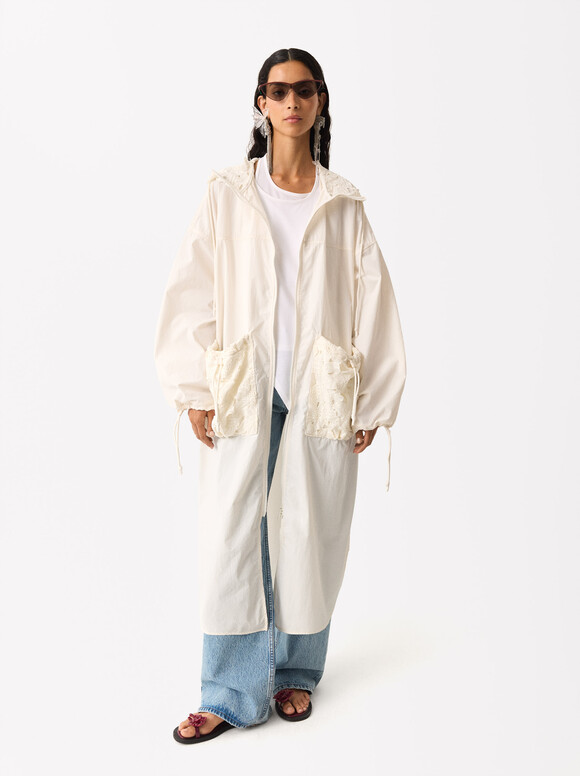 Online Exclusive - Light Parka With Hood, White, hi-res