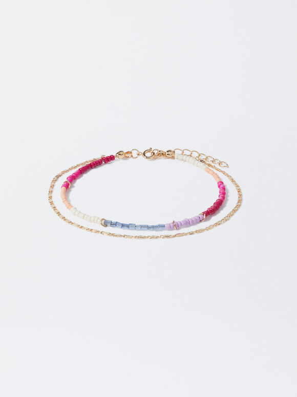 Anklet Bracelet With Beading, Multicolor, hi-res