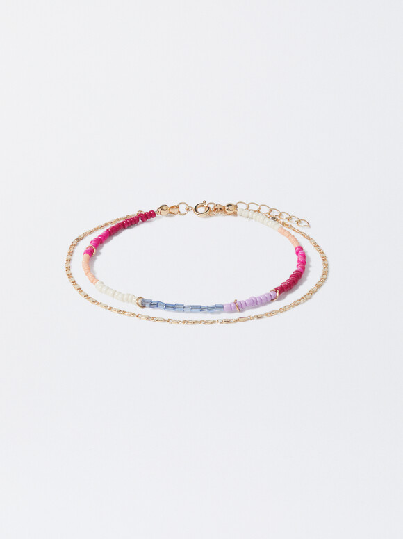 Anklet Bracelet With Beading, Multicolor, hi-res