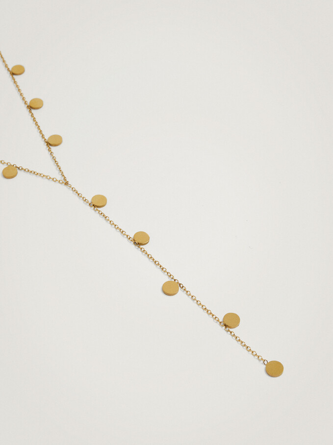 Stainless Steel Golden Necklace, Golden, hi-res