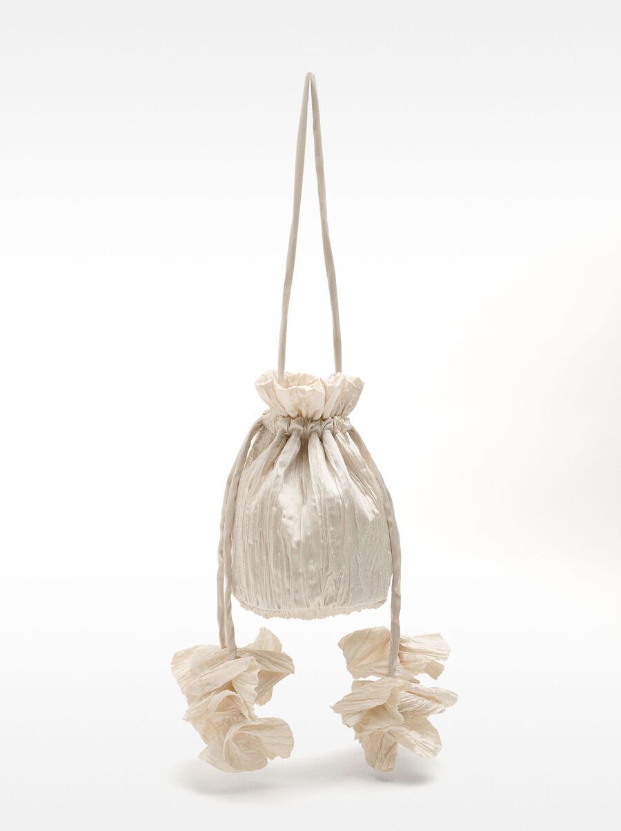 Pleated satin party bag
