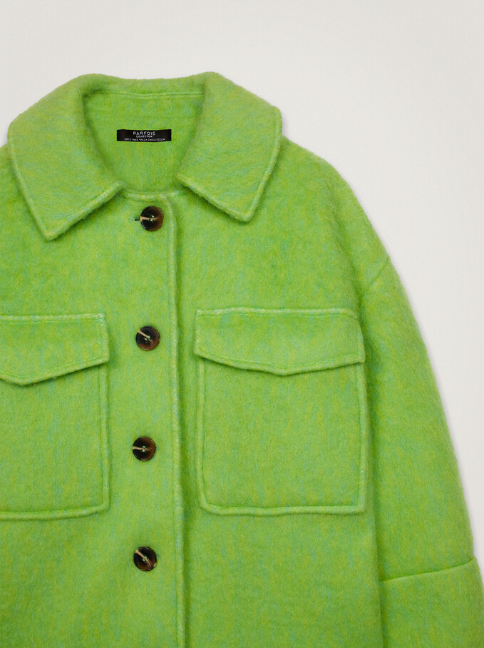 Wool Coat With Pockets, Green, hi-res