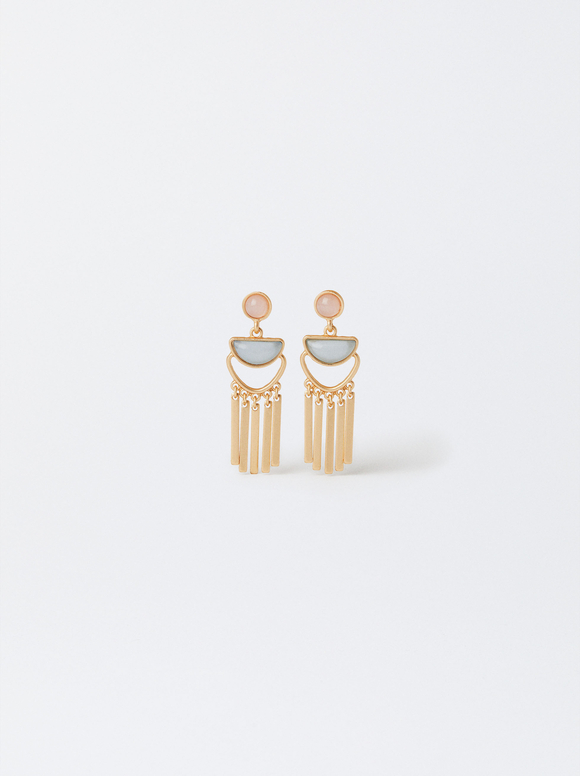 Earrings With Stone, Multicolor, hi-res