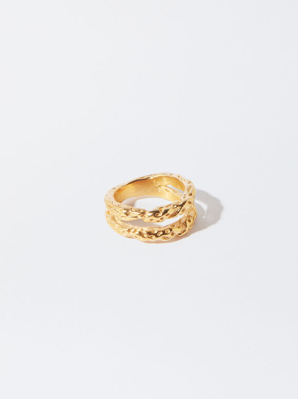 Golden Stainless Steel Ring, Golden, hi-res