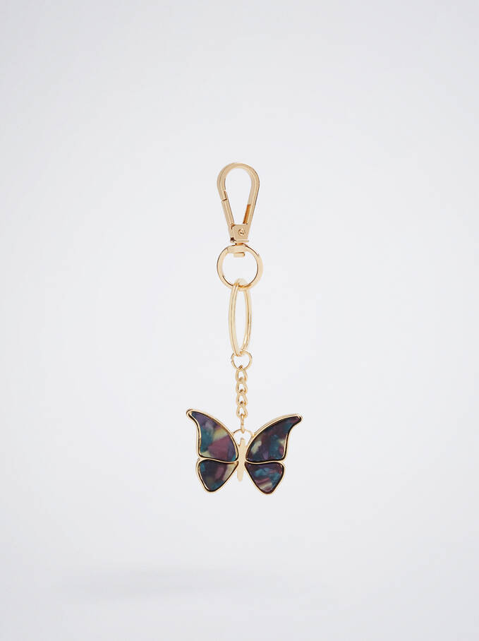 Schlüsselanhänger Mit Schmetterling, Mehrfarbig, hi-res