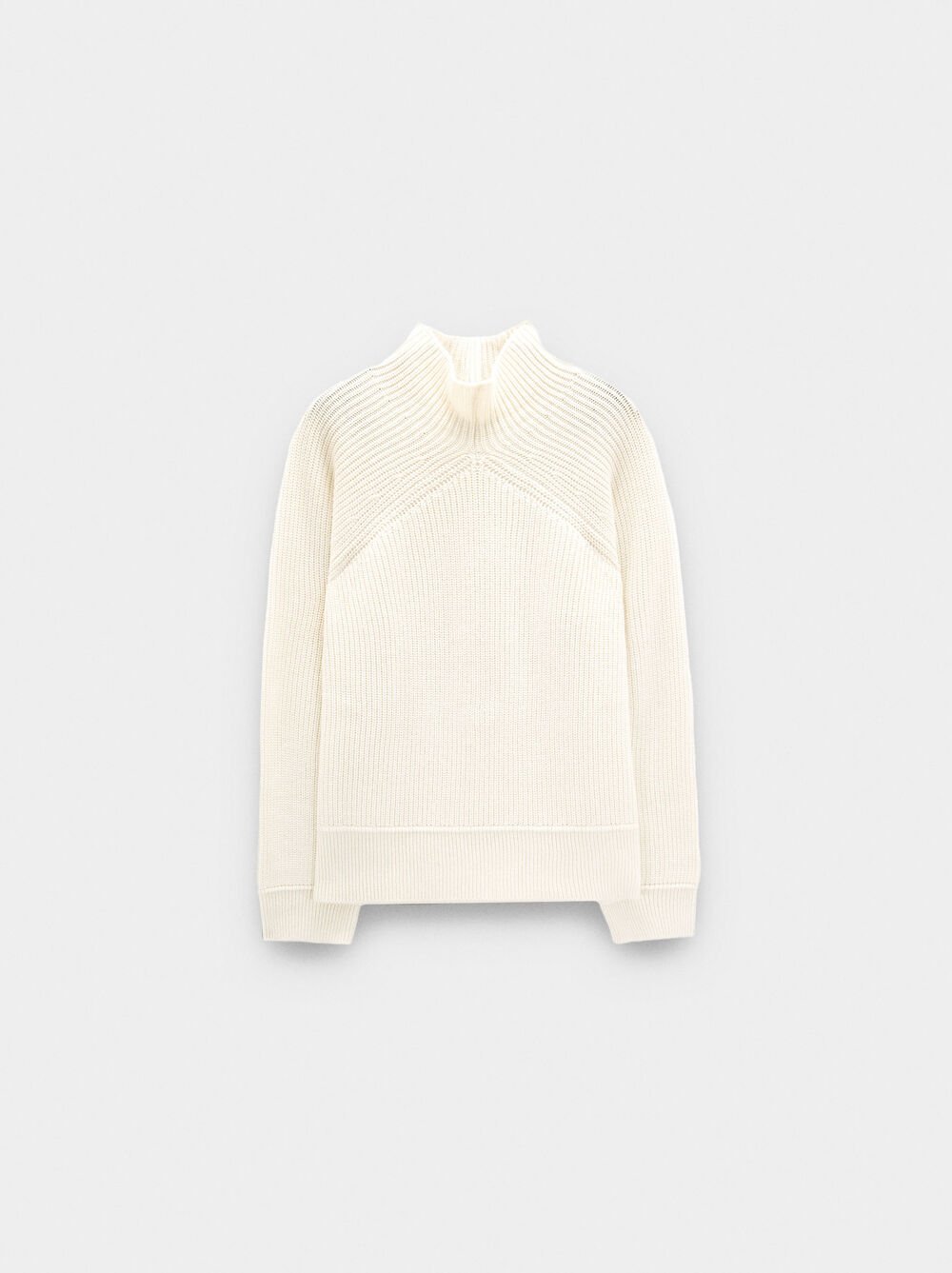 Knit sweater with high neck