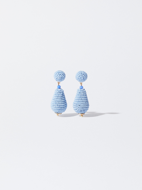 Boucles D’Oreille Avec Perles Fantaisie, Bleu, hi-res