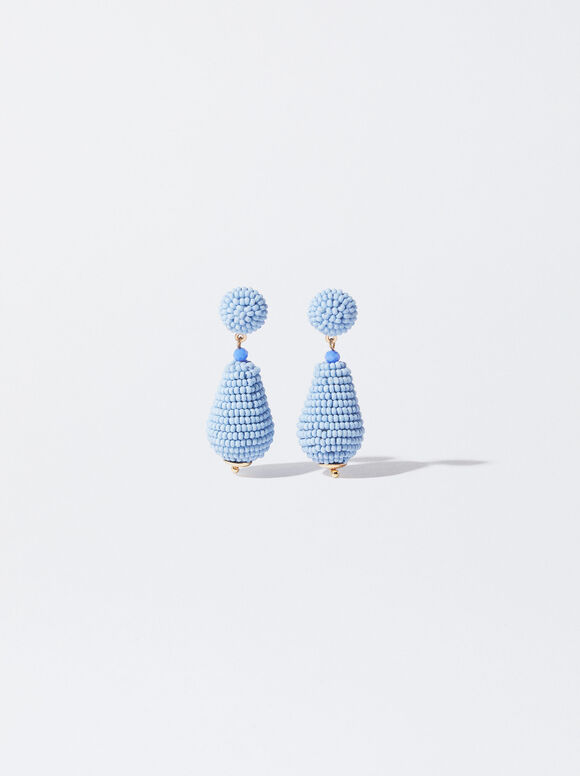 Boucles D’Oreille Avec Perles Fantaisie, Bleu, hi-res