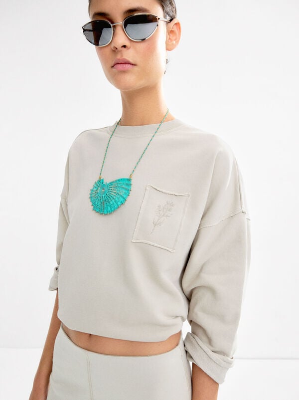 Sweatshirt with cotton and embroidery
