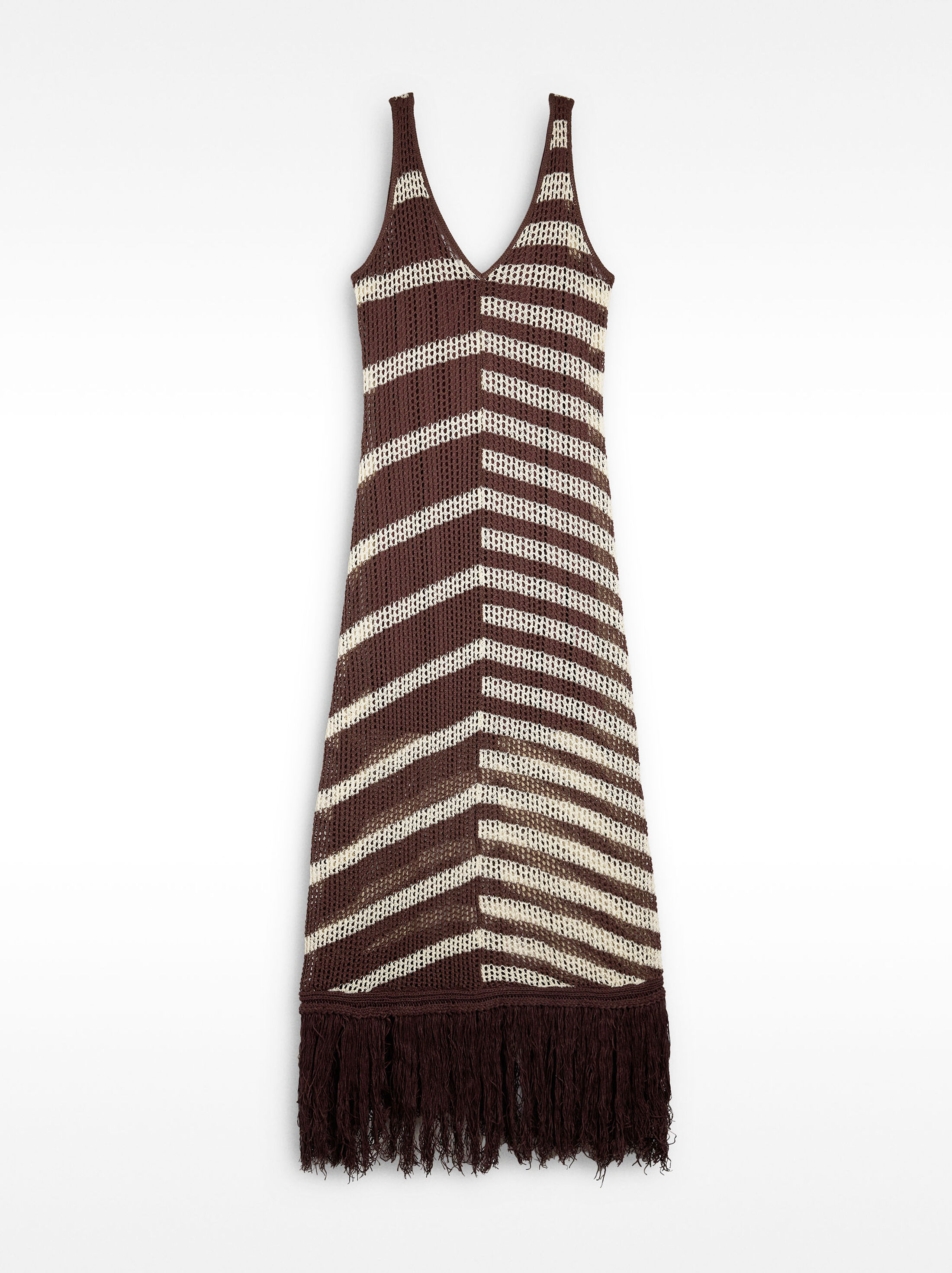 Striped knit dress with fringes image number 5.0