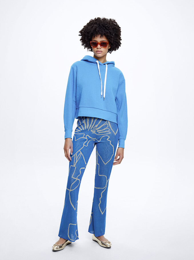 Pantalon En Jacquard, Bleu, hi-res