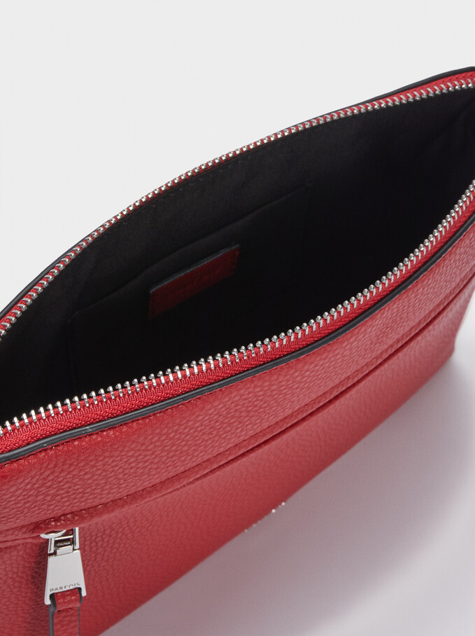 Crossbody Bag With Outer Pocket, Red, hi-res