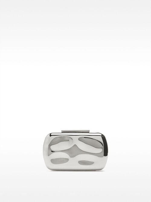 Metallic clutch with embossed detail