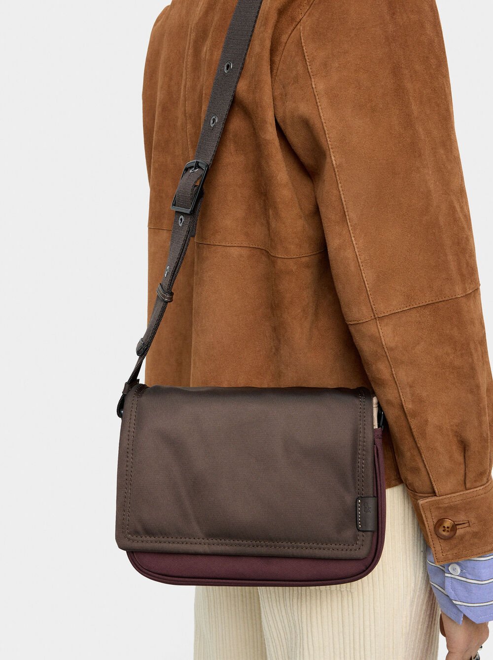 Nylon colour block crossbody bag