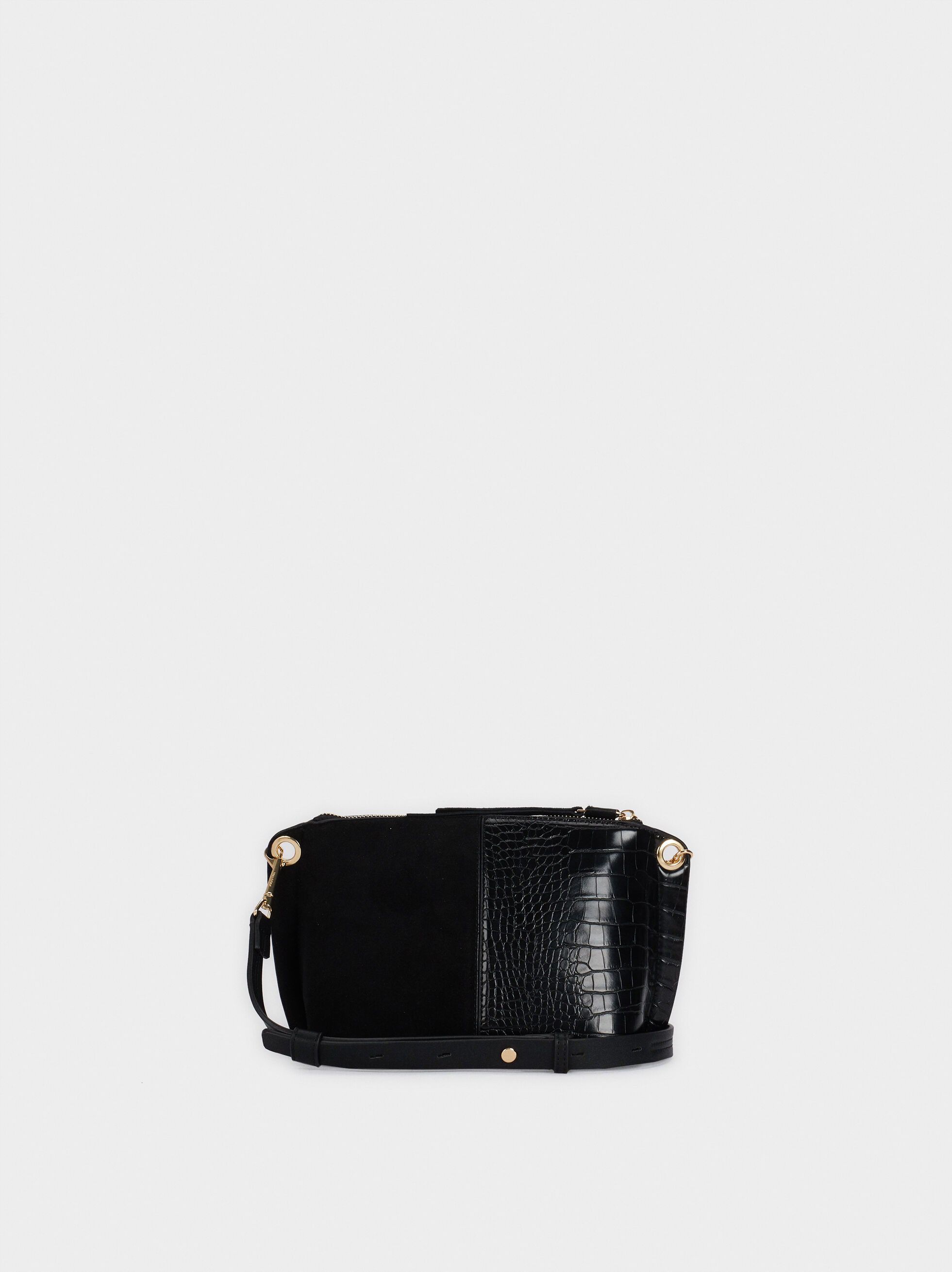 black suede crossbody purse