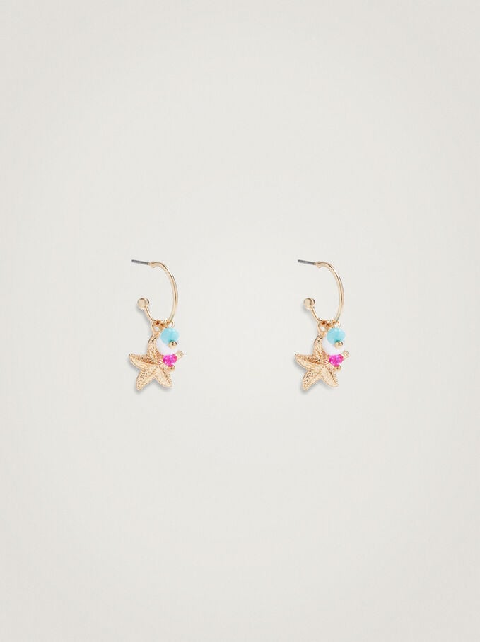 Hoop Earrings With Star, Multicolor, hi-res