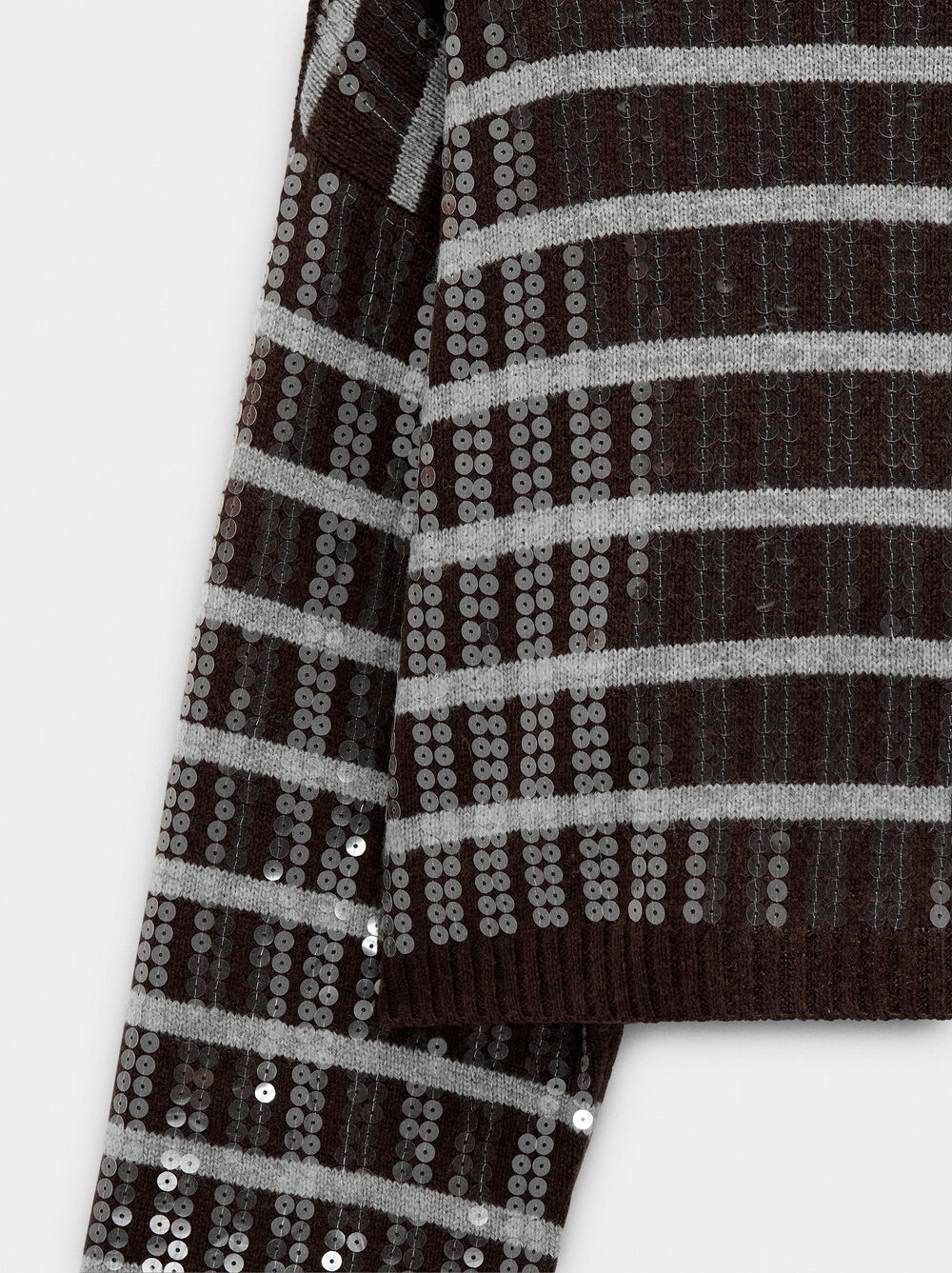 Knit sweater with stripes and sequins