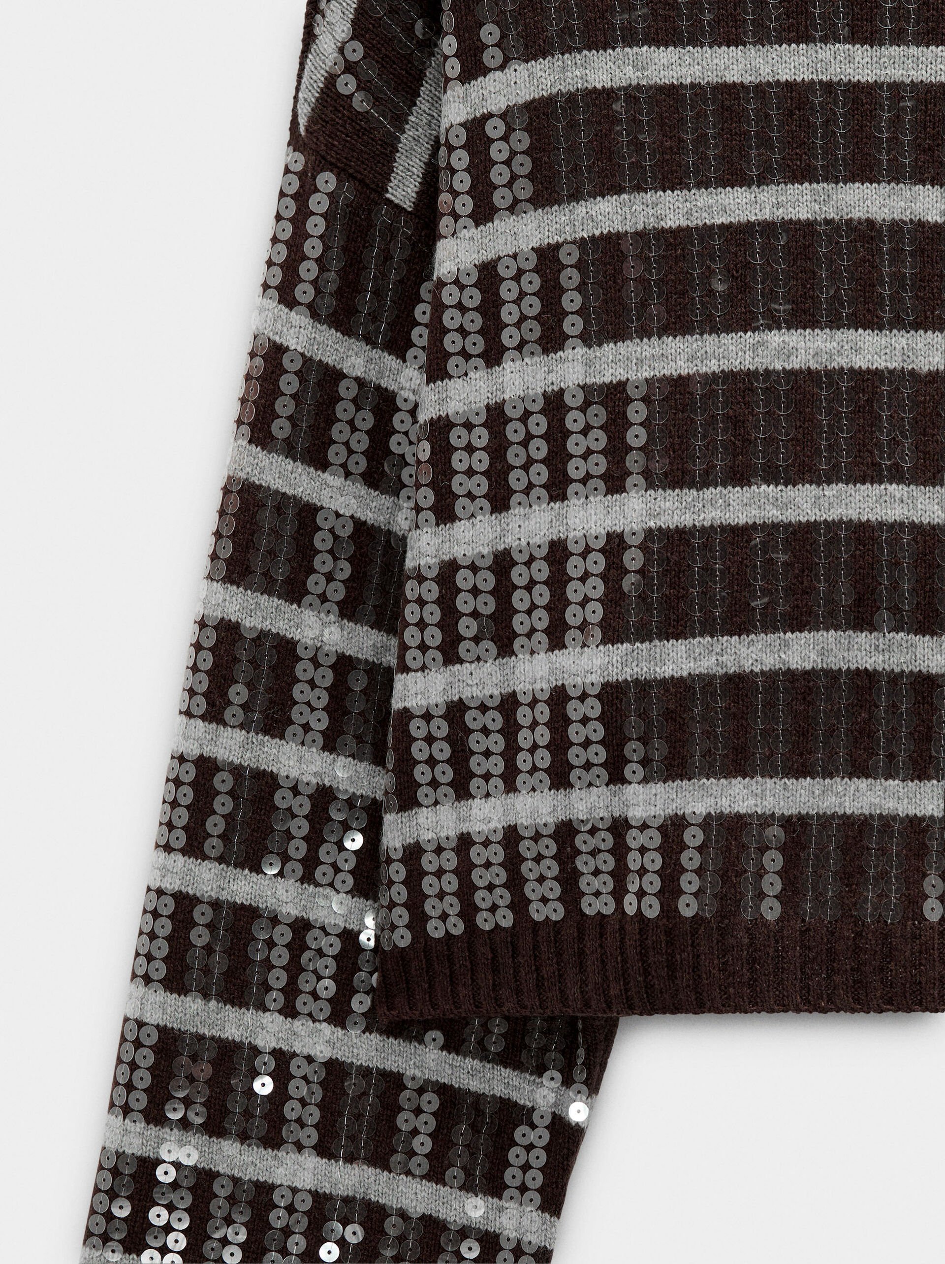 Knit sweater with stripes and sequins image number 6.0