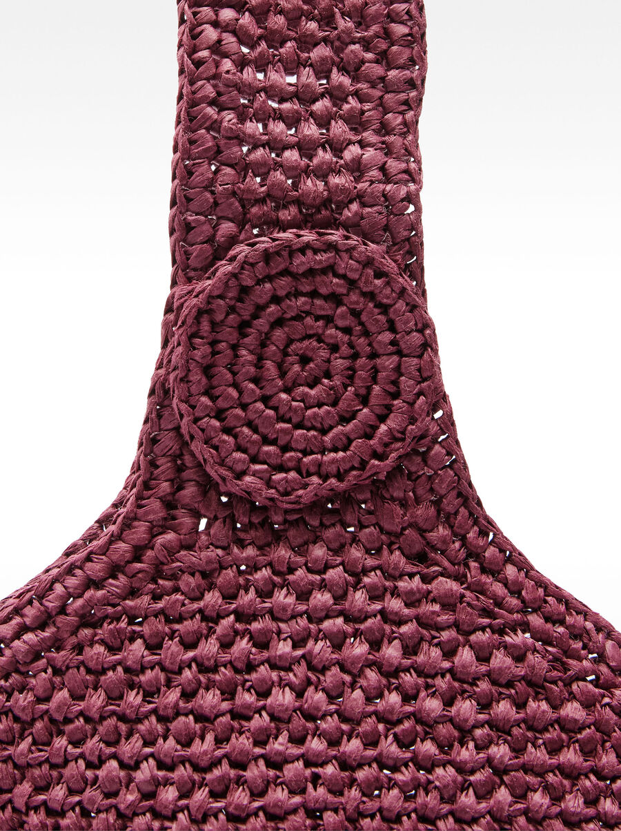 Straw-effect shoulder bag with side detail