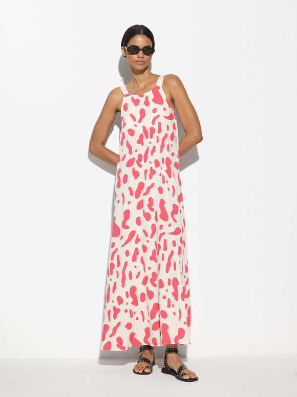 Printed Long Dress, Multicolor, hi-res