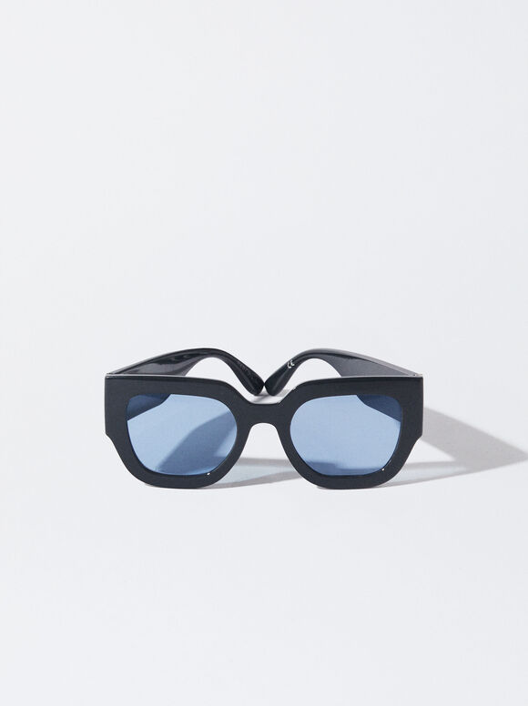Sonnenbrille Mit Viereckigem Gestell, Grau, hi-res