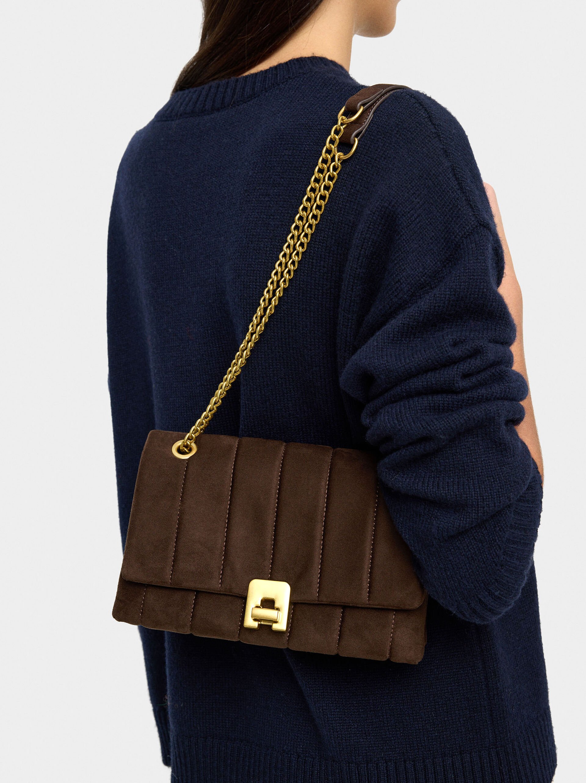 Leather-effect shoulder bag with flap image number 1.0