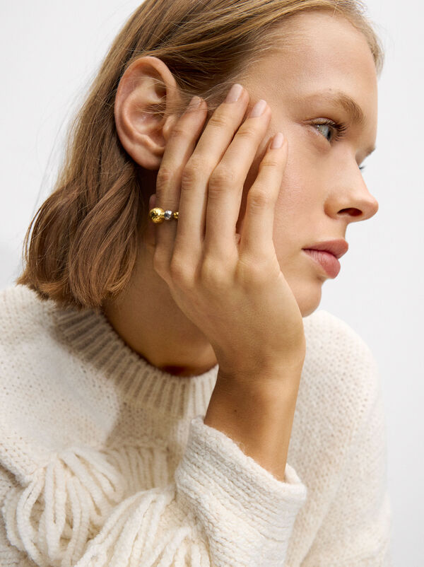 Bicolor sphere ring - 925 sterling silver