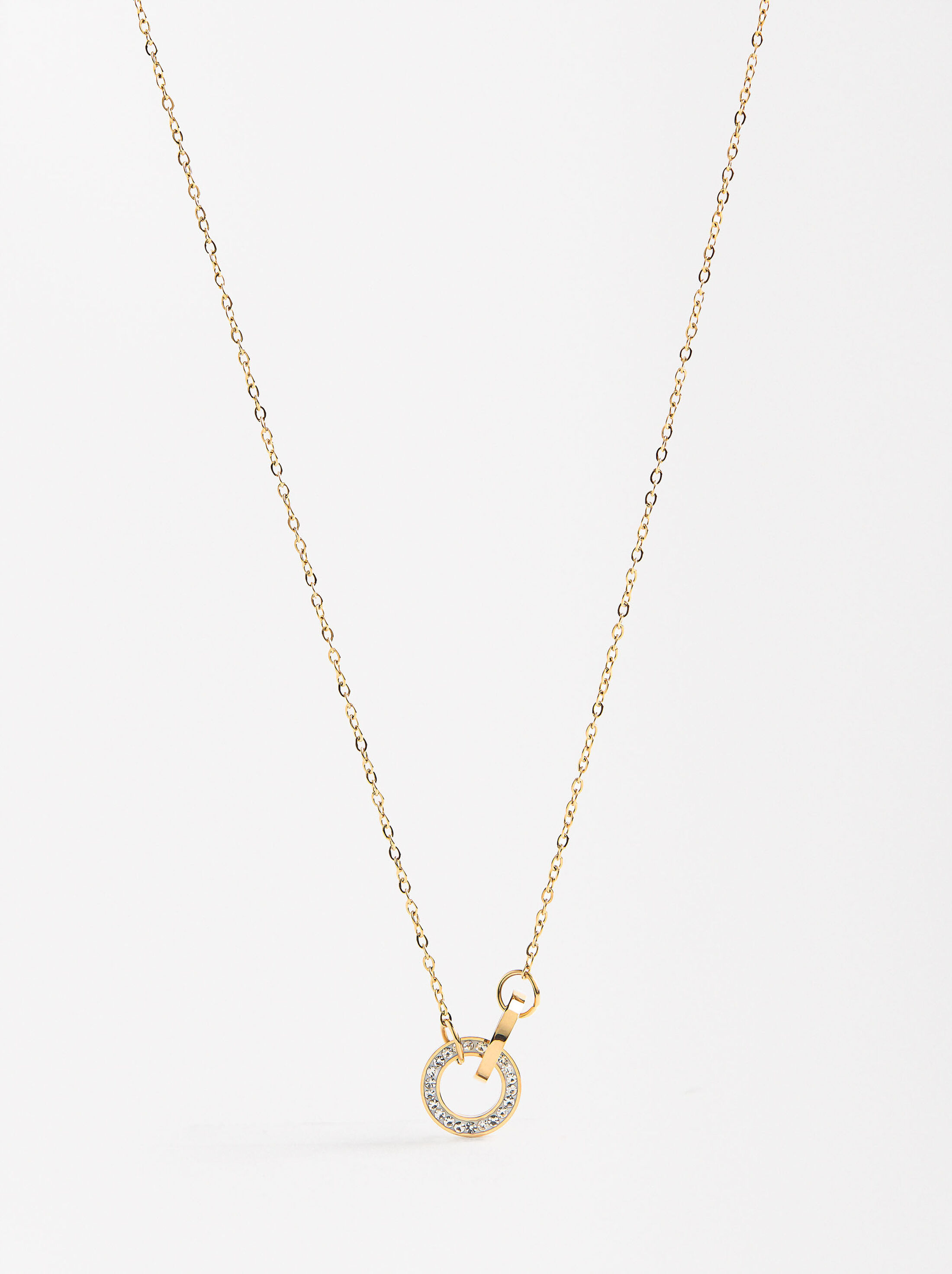 Hoop necklace with crystals - stainless steel image number 0.0