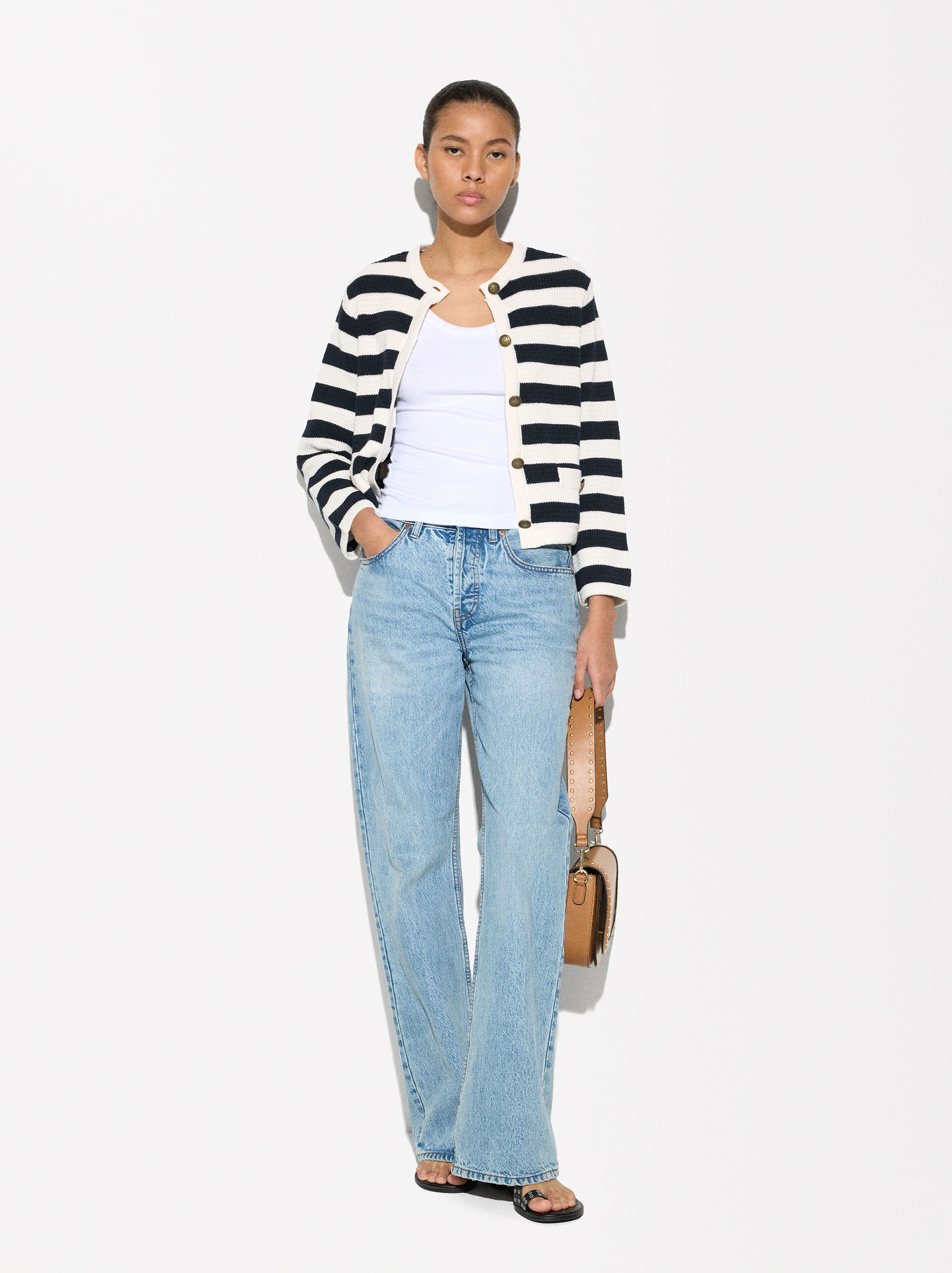 Striped Knitted Cardigan  image number 4.0