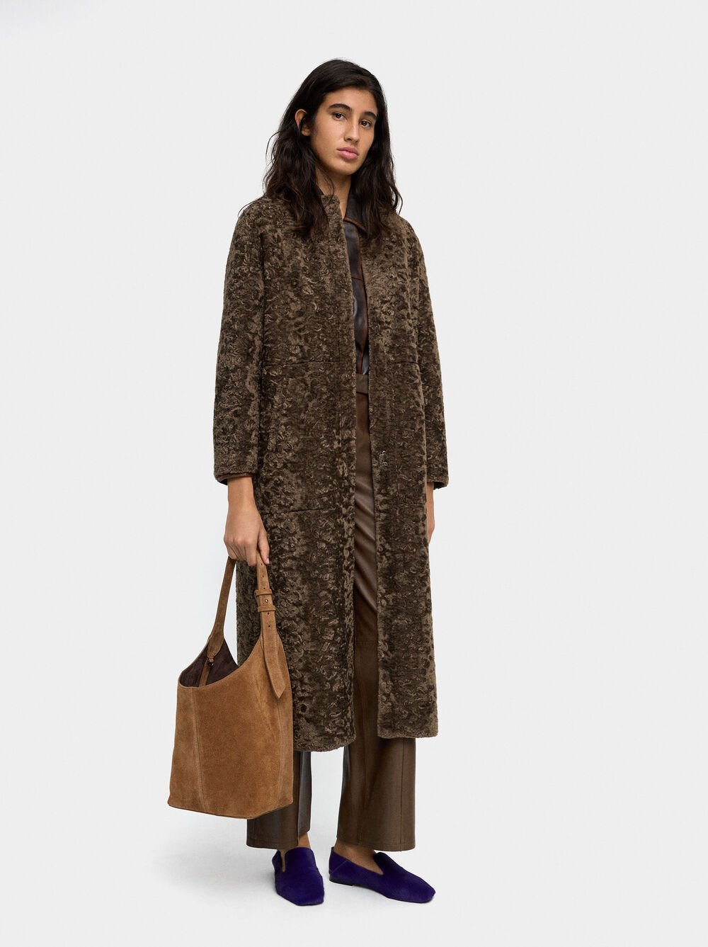 Bolso bombonera de ante bolso interior